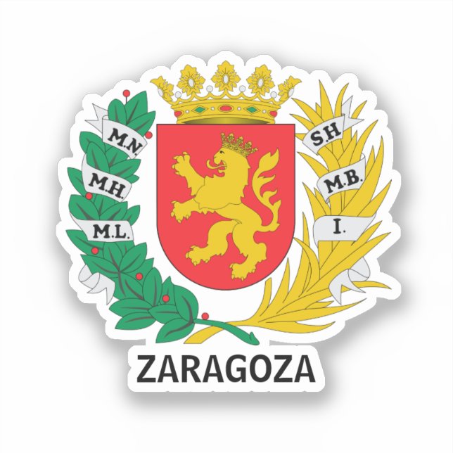 Coat of Arms of Zaragoza, SPAIN Sticker (Front)