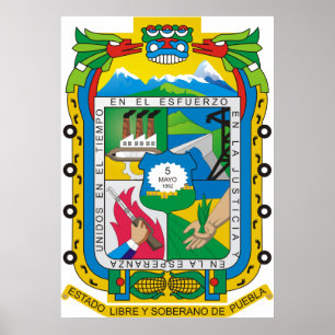 Coat of arms Puebla Official Mexican Heraldry Logo Poster