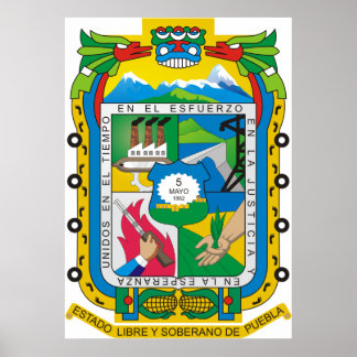 Coat of arms Puebla Official Mexican Heraldry Logo Poster
