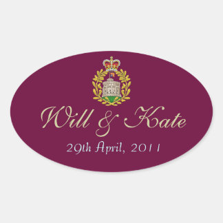 Coat of Arms Royal Will & Kate Sticker (Burgundy)