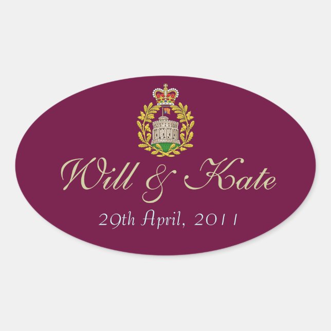 Coat of Arms Royal Will & Kate Sticker (Burgundy) (Front)