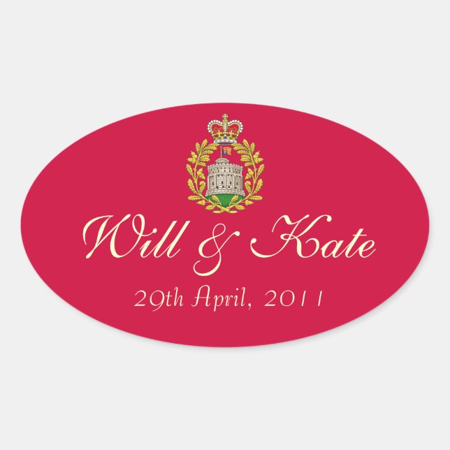 Coat of Arms Royal Will & Kate Sticker (Red) (Front)