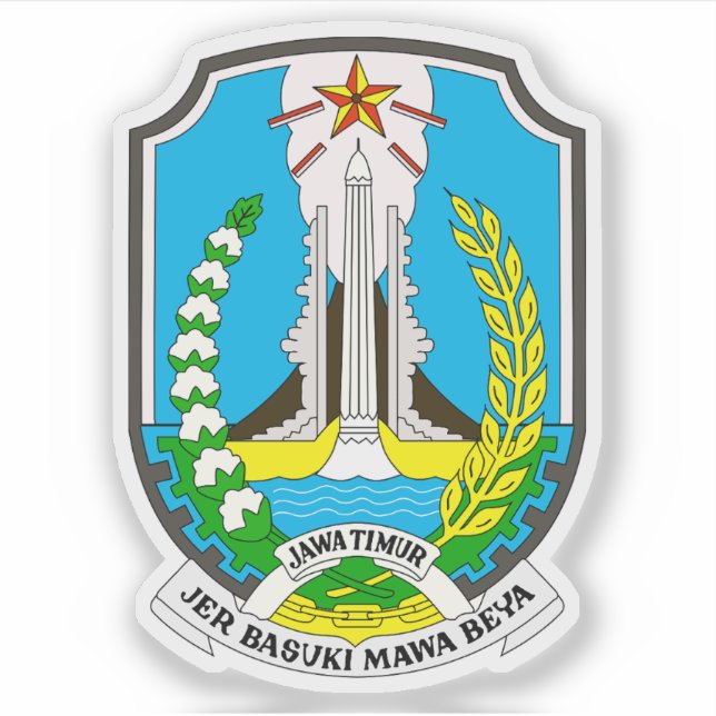 Coat of arms the East Java province, Indonesia Sticker (Front)