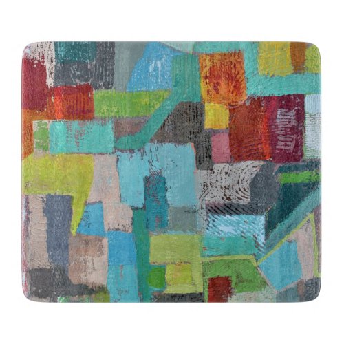 Coat of Many Colors 6 x 7 Deco Glass Cutting Board