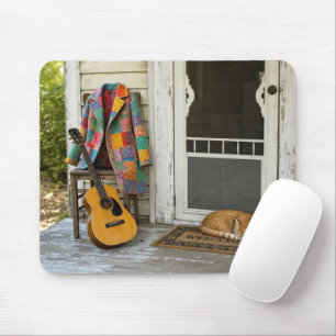 Coat of Many Colors with Guitar and Cat Mouse Pad