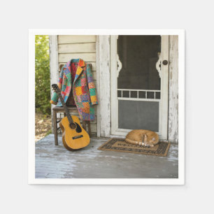 Coat of Many Colors with Guitar and Cat Napkins