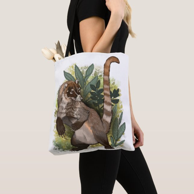Coatamundi or White Nosed Coati Tote Bag (Close Up)