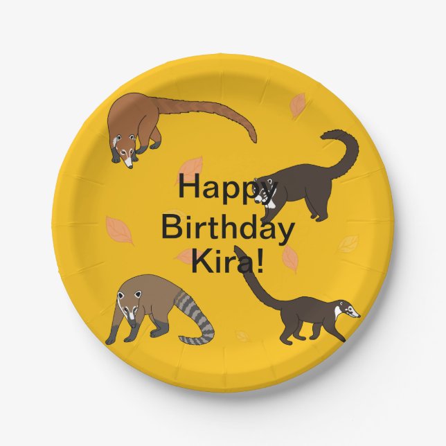 Coatis Birthday Paper Plates (Front)
