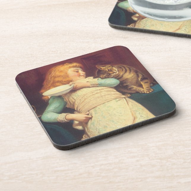 Coaxing Better Than Teasing Charles Burton Barber Beverage Coaster (Left Side)