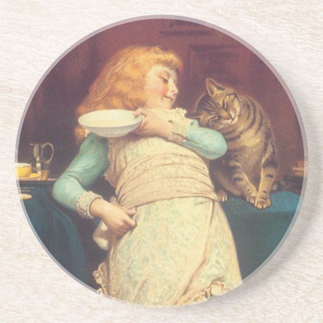 Coaxing Better Than Teasing Charles Burton Barber Drink Coaster (Front)