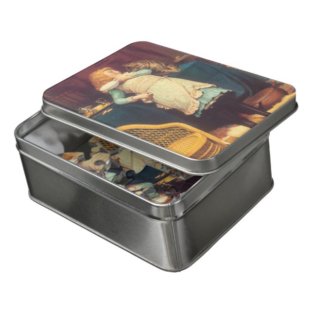 Coaxing Better Than Teasing Charles Burton Barber Jigsaw Puzzle (Lid Open)