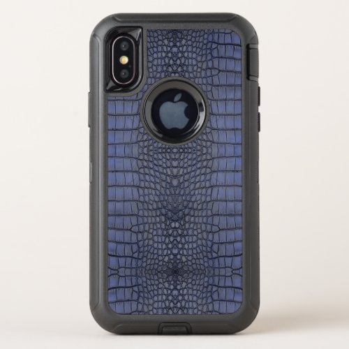 Cobalt Alligator Skin Texture OtterBox Defender iPhone XS Case