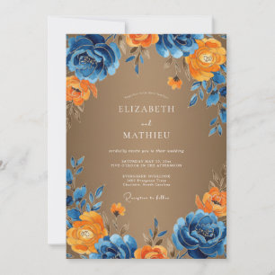 Cobalt Amber Painted Wedding Invitation