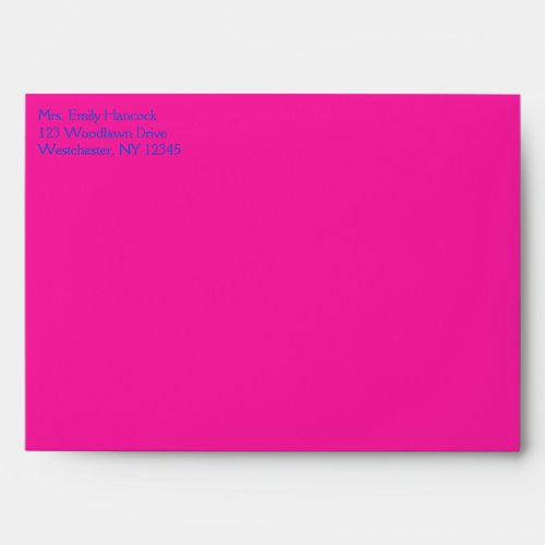 Cobalt and Pink Damask A7 Envelope for 5x7 Sizes