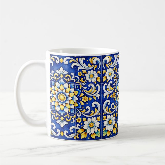Cobalt Bloom Azulejo Mug (Left)