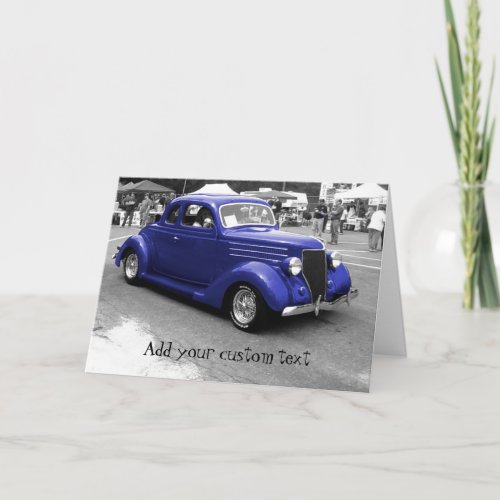 Cobalt Blue 1940s Hot Rod Custom Greeting Card