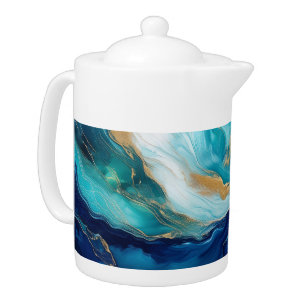 Cobalt Blue Abstract Teapot