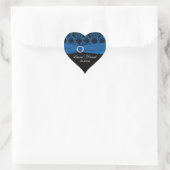 Cobalt Blue and Black Damask 1.5" Heart Sticker (Bag)