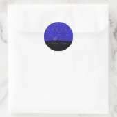 Cobalt Blue and Black Damask 1.5" Round Sticker (Bag)