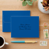Cobalt Blue and Black Damask A2 Envelope for RSVP (Desk)