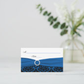 Cobalt Blue and Black Damask Place Cards (Standing Front)