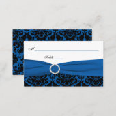 Cobalt Blue and Black Damask Place Cards (Front/Back)