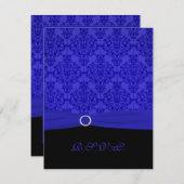Cobalt Blue and Black Damask RSVP Card (Front/Back)