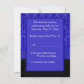 Cobalt Blue and Black Damask RSVP Card (Back)