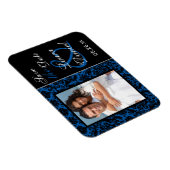 Cobalt Blue and Black Damask Save the Date Magnet (Right Side)