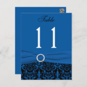 Cobalt Blue and Black Damask Table Number (Front/Back)