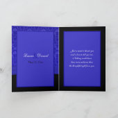 Cobalt Blue and Black Damask Thank You Card (Inside)