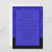 Cobalt Blue and Black Damask Wedding Invitation (Back)