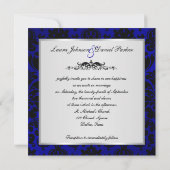 Cobalt Blue and Black Damask Wedding Invitation (Back)