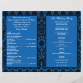 Cobalt Blue and Black Damask Wedding Program (Back)