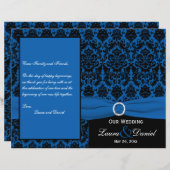 Cobalt Blue and Black Damask Wedding Program (Front/Back)