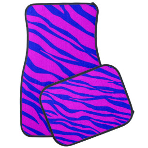 Cobalt Blue and Hot Pink Zebra Striped Car Mat