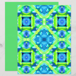 Cobalt Blue and Lime Green Tie Dye Pattern 