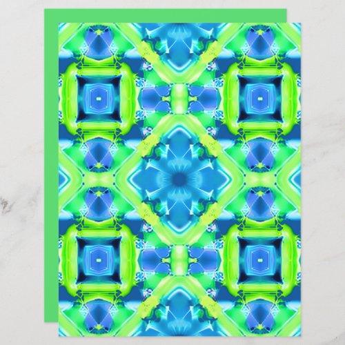 Cobalt Blue and Lime Green Tie Dye Pattern 