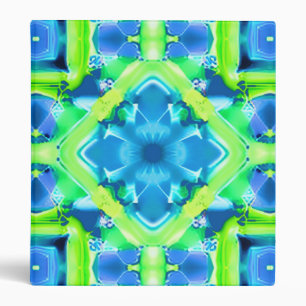 Cobalt Blue and Lime Green Tie Dye Pattern 3 Ring Binder