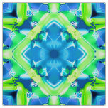 Cobalt Blue and Lime Green Tie Dye Pattern  Fabric