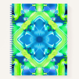 Cobalt Blue and Lime Green Tie Dye Pattern Journal