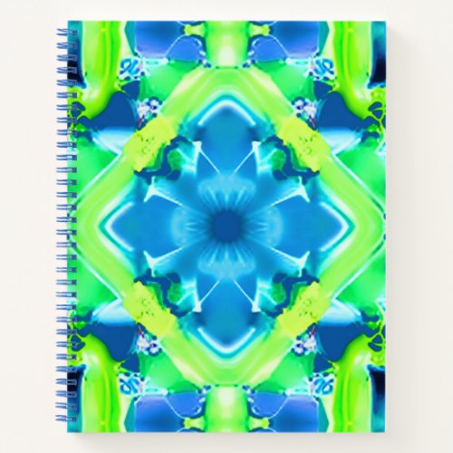 Cobalt Blue and Lime Green Tie Dye Pattern Journal