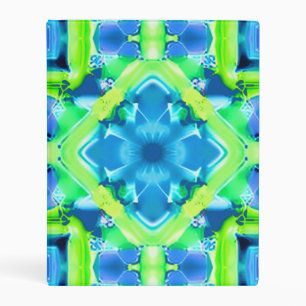 Cobalt Blue and Lime Green Tie Dye Pattern Mini Binder