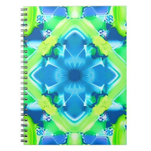 Cobalt Blue and Lime Green Tie Dye Pattern Notebook