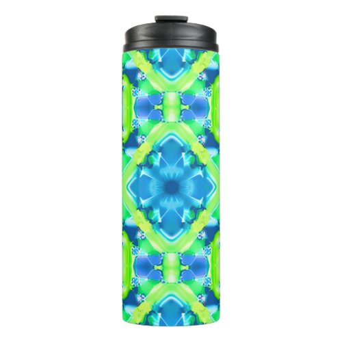 Cobalt Blue and Lime Green Tie Dye Pattern Thermal Tumbler