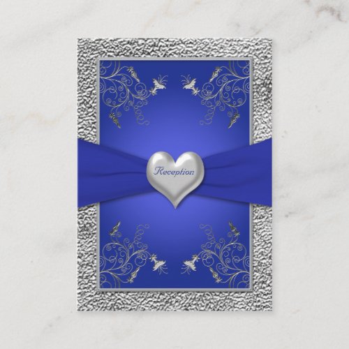 Cobalt Blue and Pewter Heart Enclosure Card