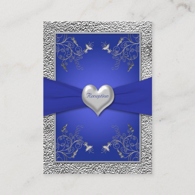 Cobalt Blue and Pewter Heart Enclosure Card (Front)