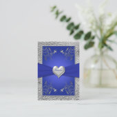 Cobalt Blue and Pewter Heart Enclosure Card (Standing Front)