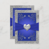 Cobalt Blue and Pewter Heart Enclosure Card (Front/Back)