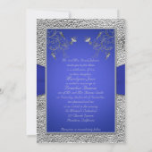 Cobalt Blue and Pewter Heart Monogram Invitation (Back)